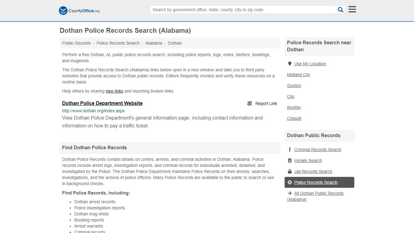 Police Records Search - Dothan, AL (Accidents & Arrest Records)